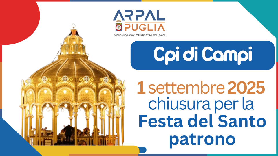 Campi Salentina, il 1 settembre ufficio chiuso per festa patronale